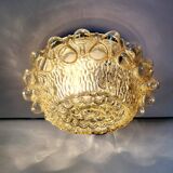 Baguette vintage en glaçure de plafondlamp, bulle reliëf space age, jaren 1970