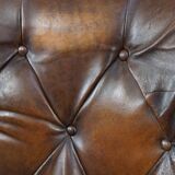 Sheepskin Leather Armchair in a Dark Warm Color