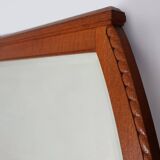 Rare miroir de cheminée Art Nouveau en chêne de Geo Vervanck avec miroir à facettes