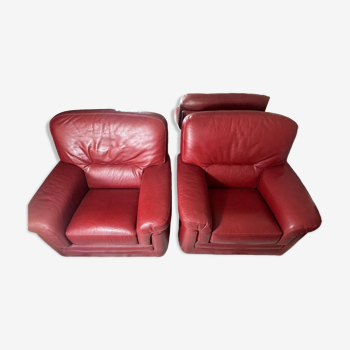 Red leather center armchair