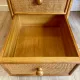 Cane work desk / Rattan glass top 9 drawers shallow depth