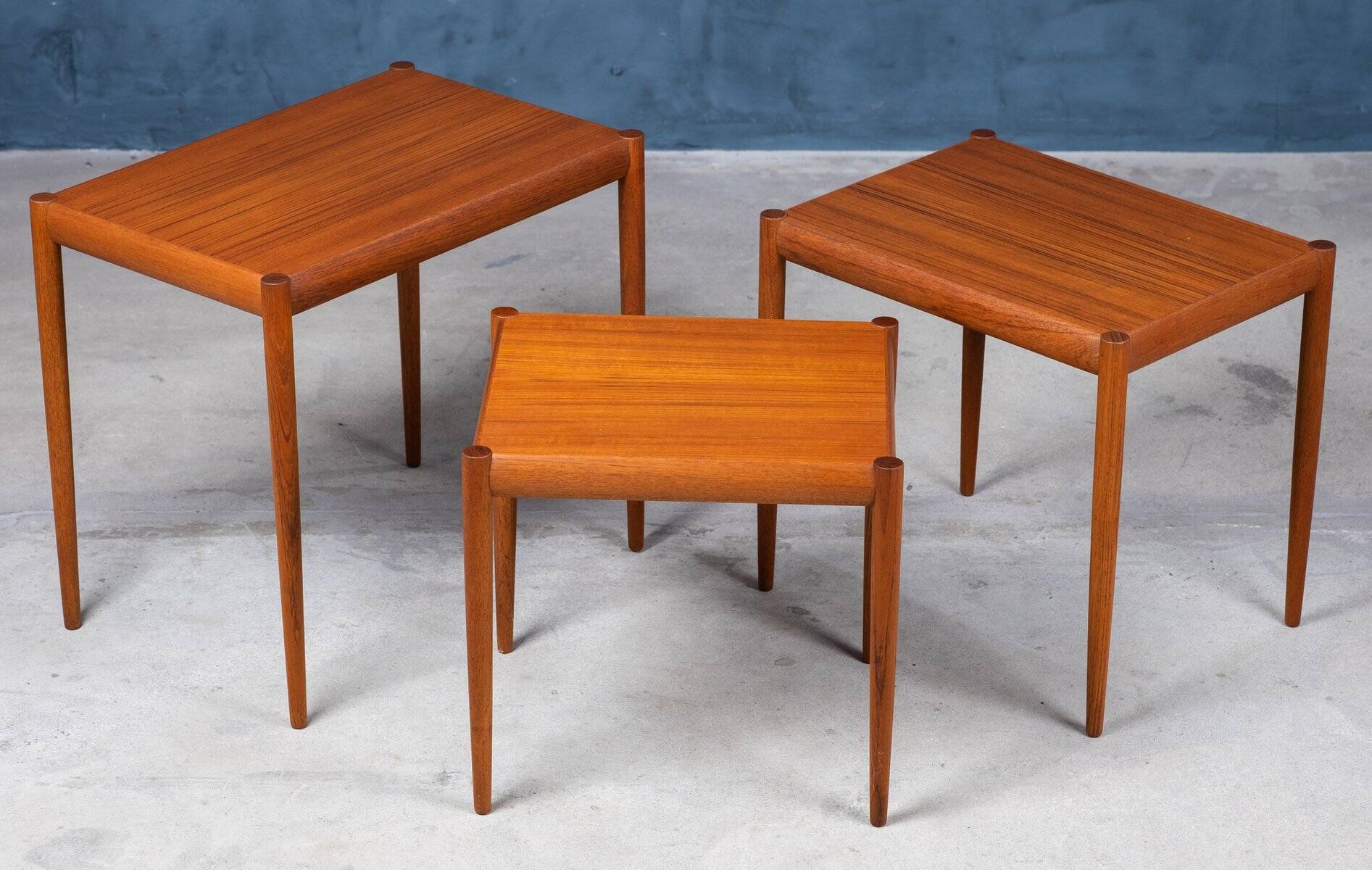 Tables Gigognes en Teck, Danemark, 1960s, Set de 3
