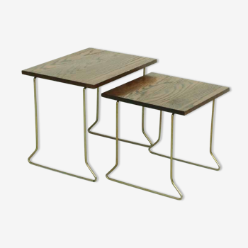 Vintage teak wooden nesting tables by Brabantia