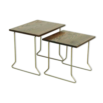 Vintage teak wooden nesting tables by Brabantia