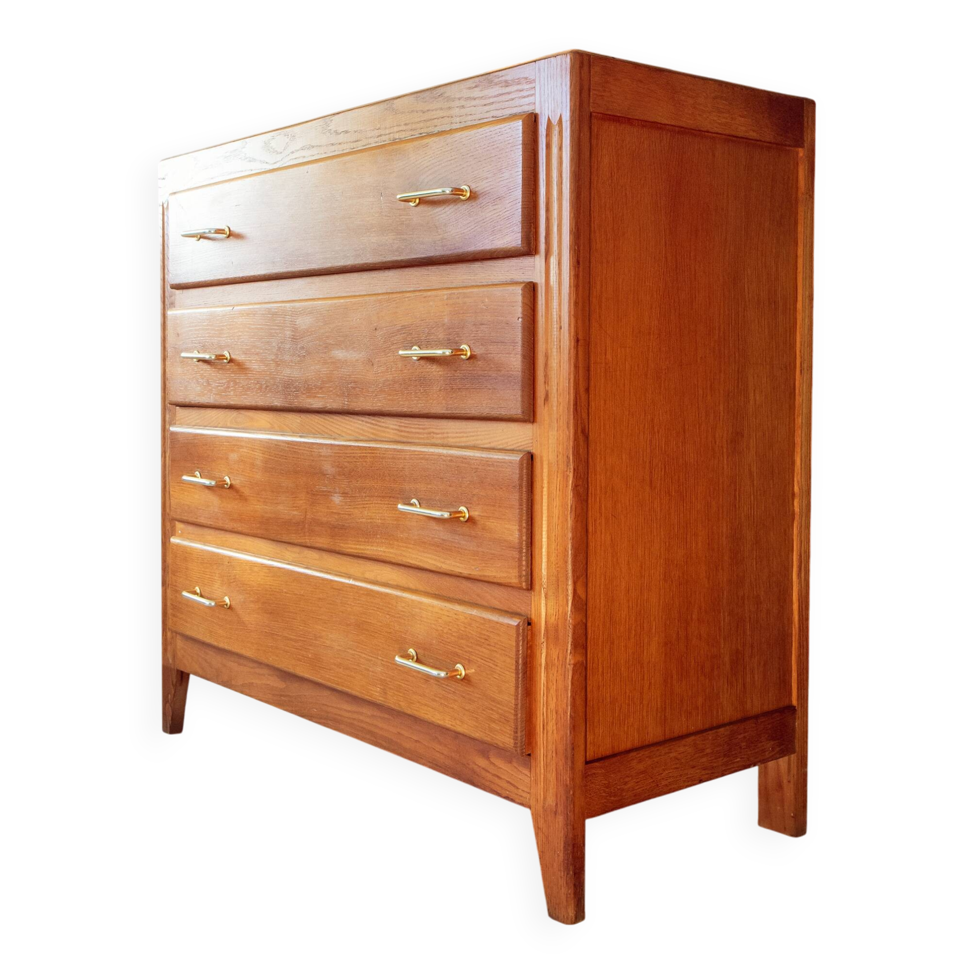 Golden oak chest of drawers, 1960s