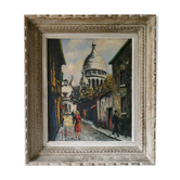 Tableau, huile sur toile, vue de Paris, rue du Chevalier de la Barre, années 50