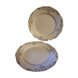 Duo de grands plats anciens Sarreguemines terre de fer
