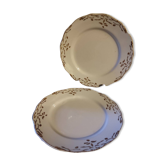 Duo of large old Sarreguemines iron earth dishes