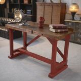 1950's industrial beech workshop workbench