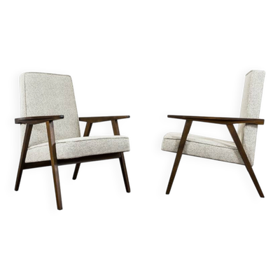Chaises armoires vintage minimalistes, Pologne, années 1960, ensemble de 2