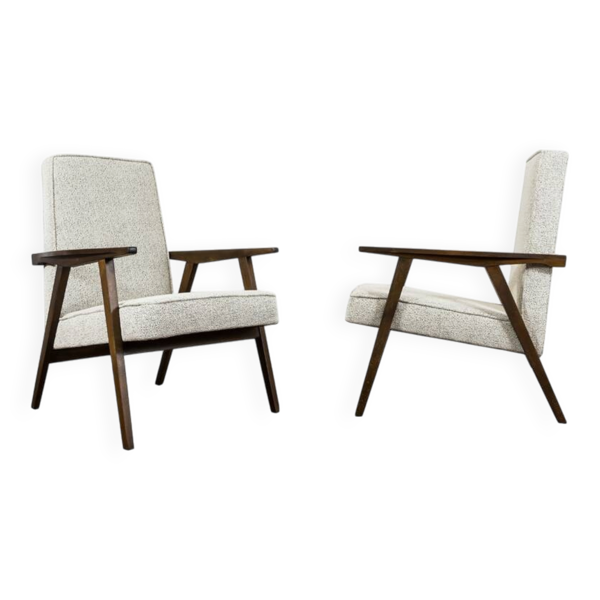 Chaises armoires vintage minimalistes, Pologne, années 1960, ensemble de 2
