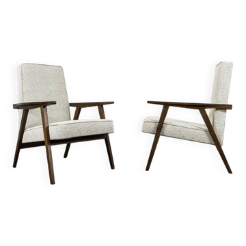 Chaises armoires vintage minimalistes, Pologne, années 1960, ensemble de 2