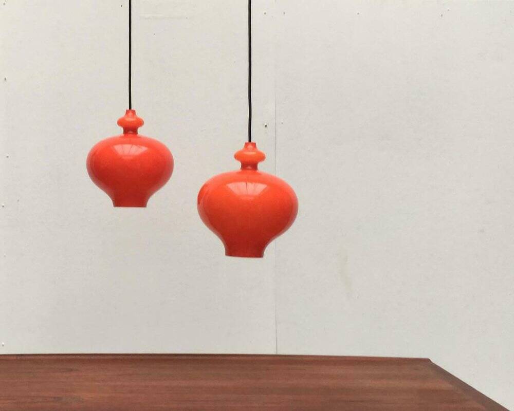 Mid-century Swedish space-age glass pendant lamp by Hans-Agne Jakobsson for Staff and Holmegaard, 1960s.