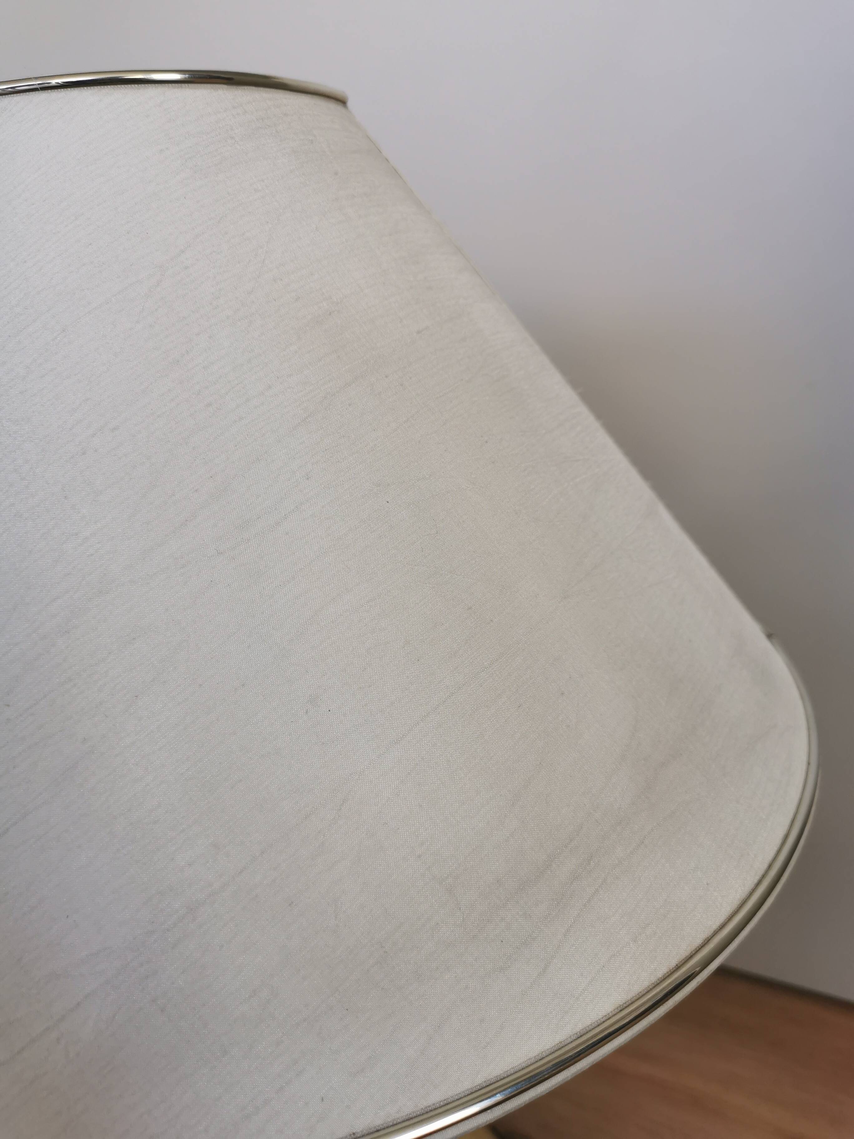 Vintage Brass Table Lamp with Fabric Shade, Mid-Century Bedside Light