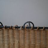Coat rack cloakroom metal wrought iron wicker rattan handcrafted wall unit storage
