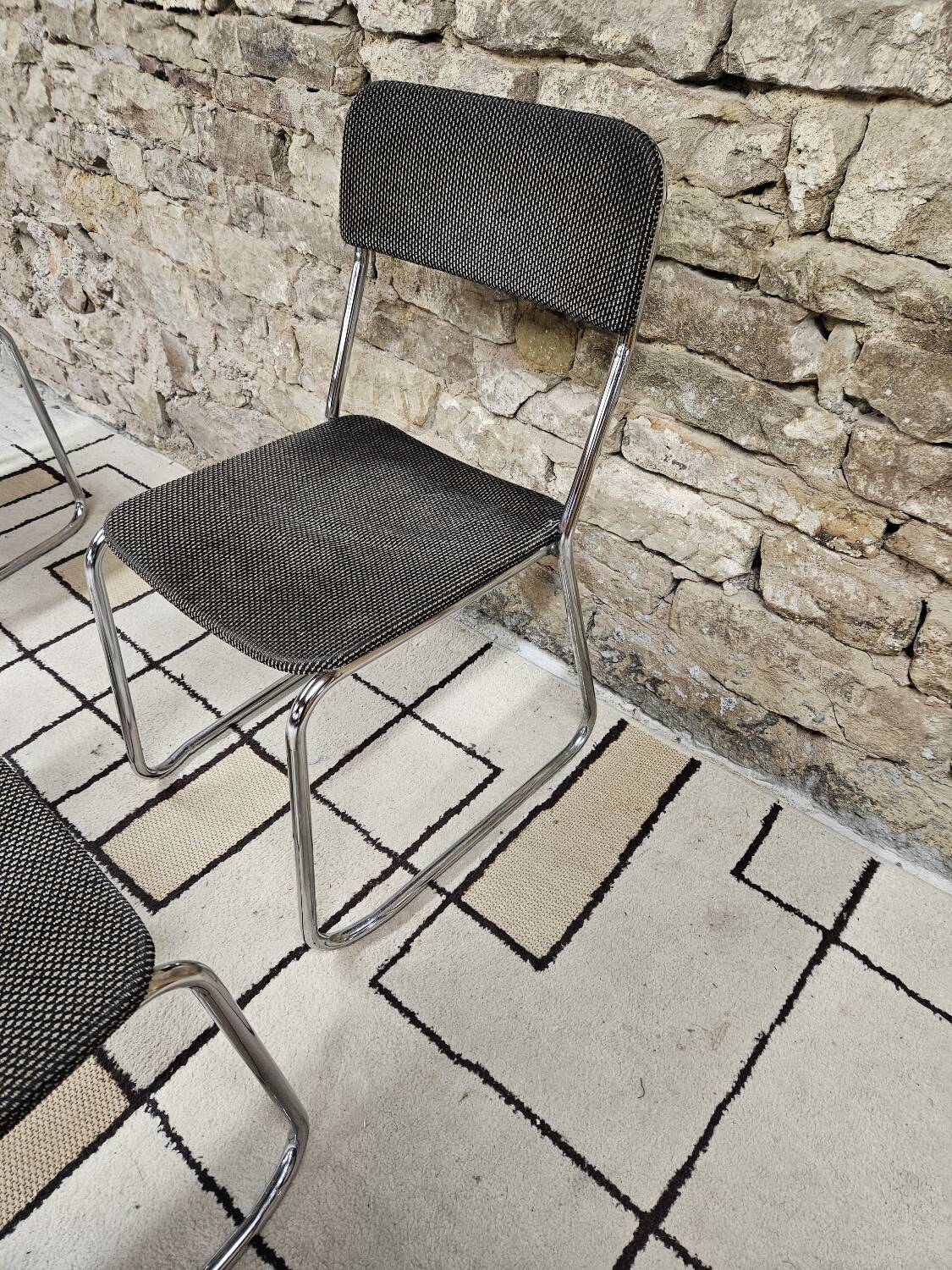 Set of four vintage 1970 sled chairs