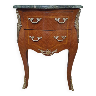 Commode en marqueterie et marbre vert