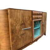 Buffet 3 portes 2 tiroirs en placage de noyer 1960