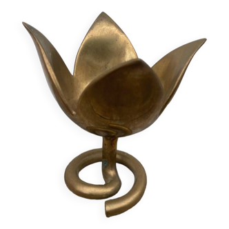 Golden brass flower candle holder