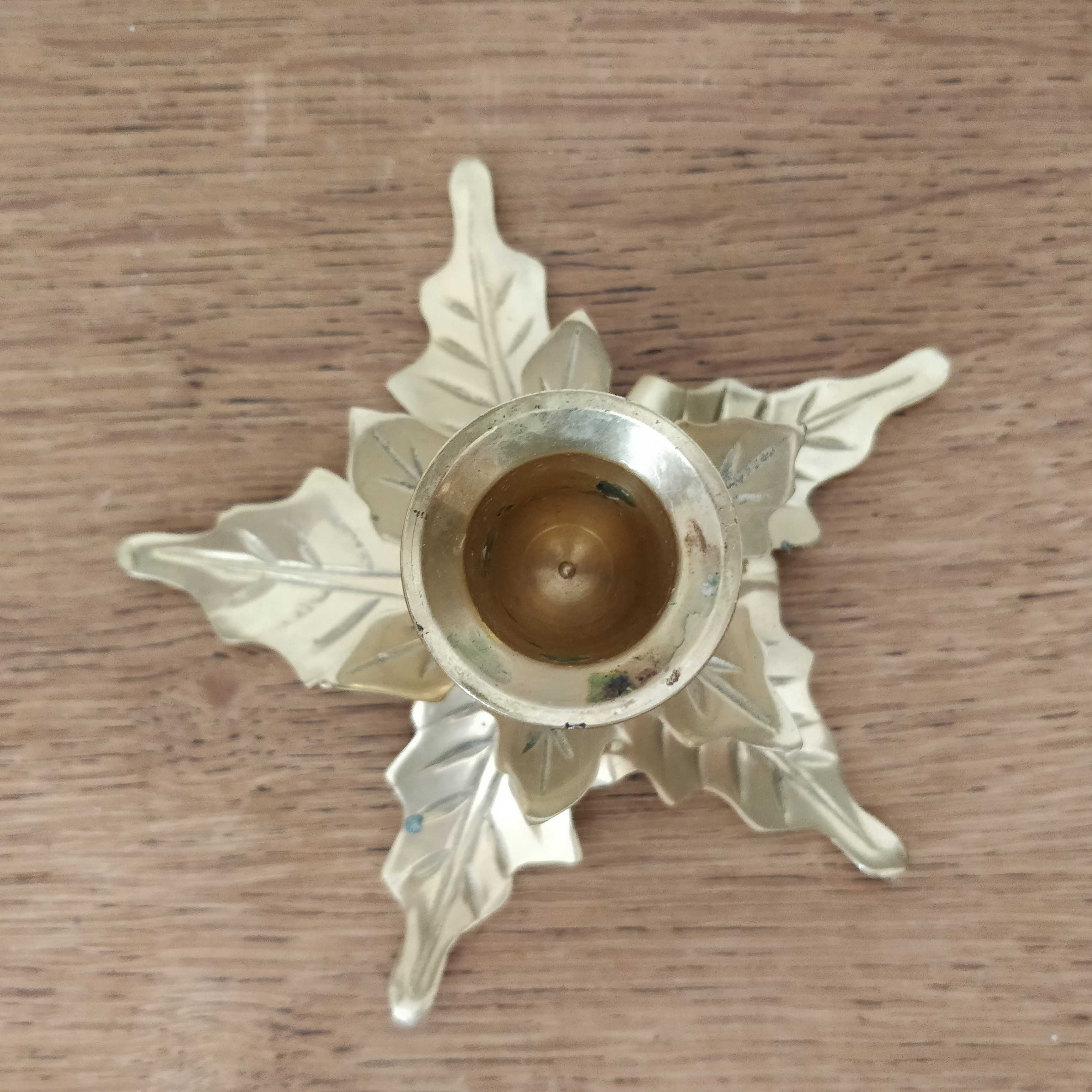 Bougeoir leaves in brass 70s