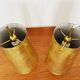Set of 2 large Mid Century Modern perforated brass pendant lamps