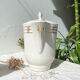 Vintage tea set in white porcelain with stripes, Moulin des Loups orcerame model "Richelieu"