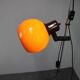 Adjustable double floor lamp in "Space Age" style, Hungarian from the 1970s, in orange and chrome brown.