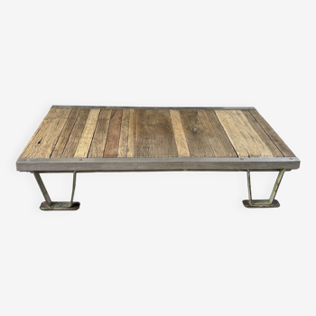Table basse Palette ancienne industrielle bois métal