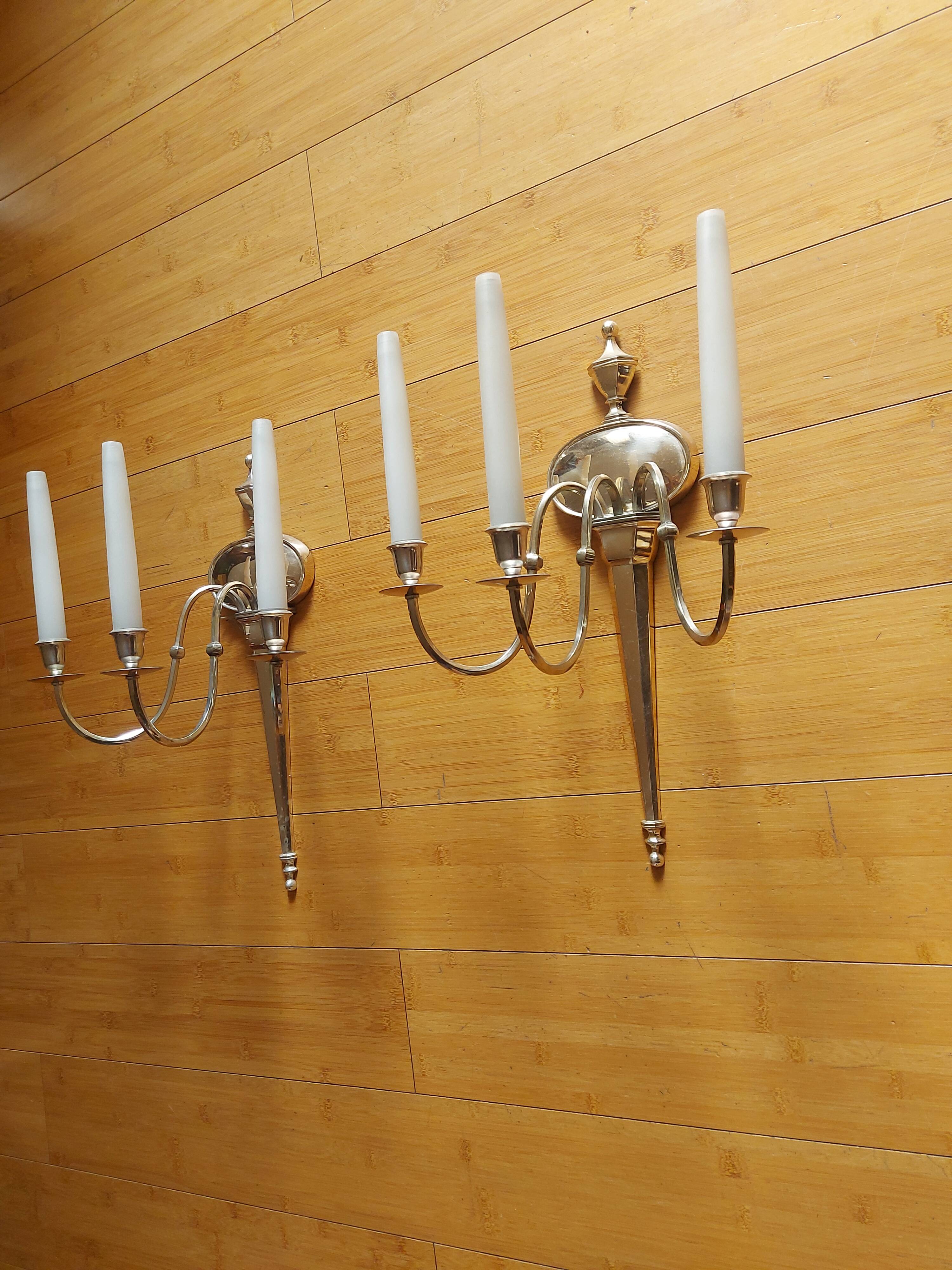 2 silver bronze wall lights