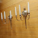 2 appliques murales en bronze argente