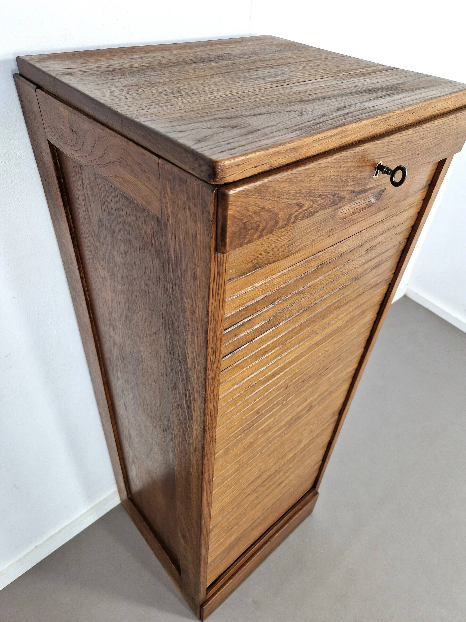 Vintage large oak shutter cabinet | 1930s