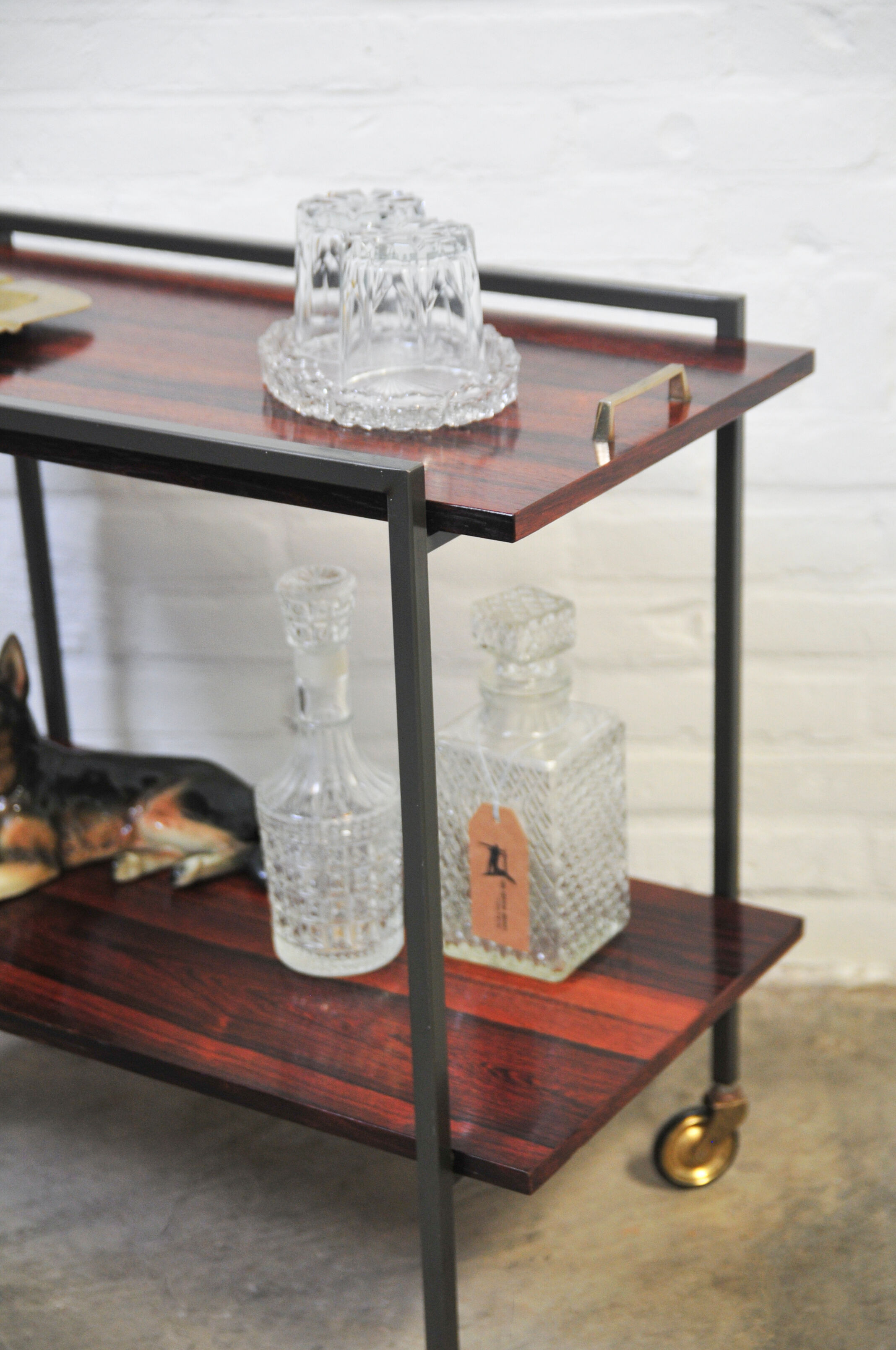 Vintage rosewood serving trolley