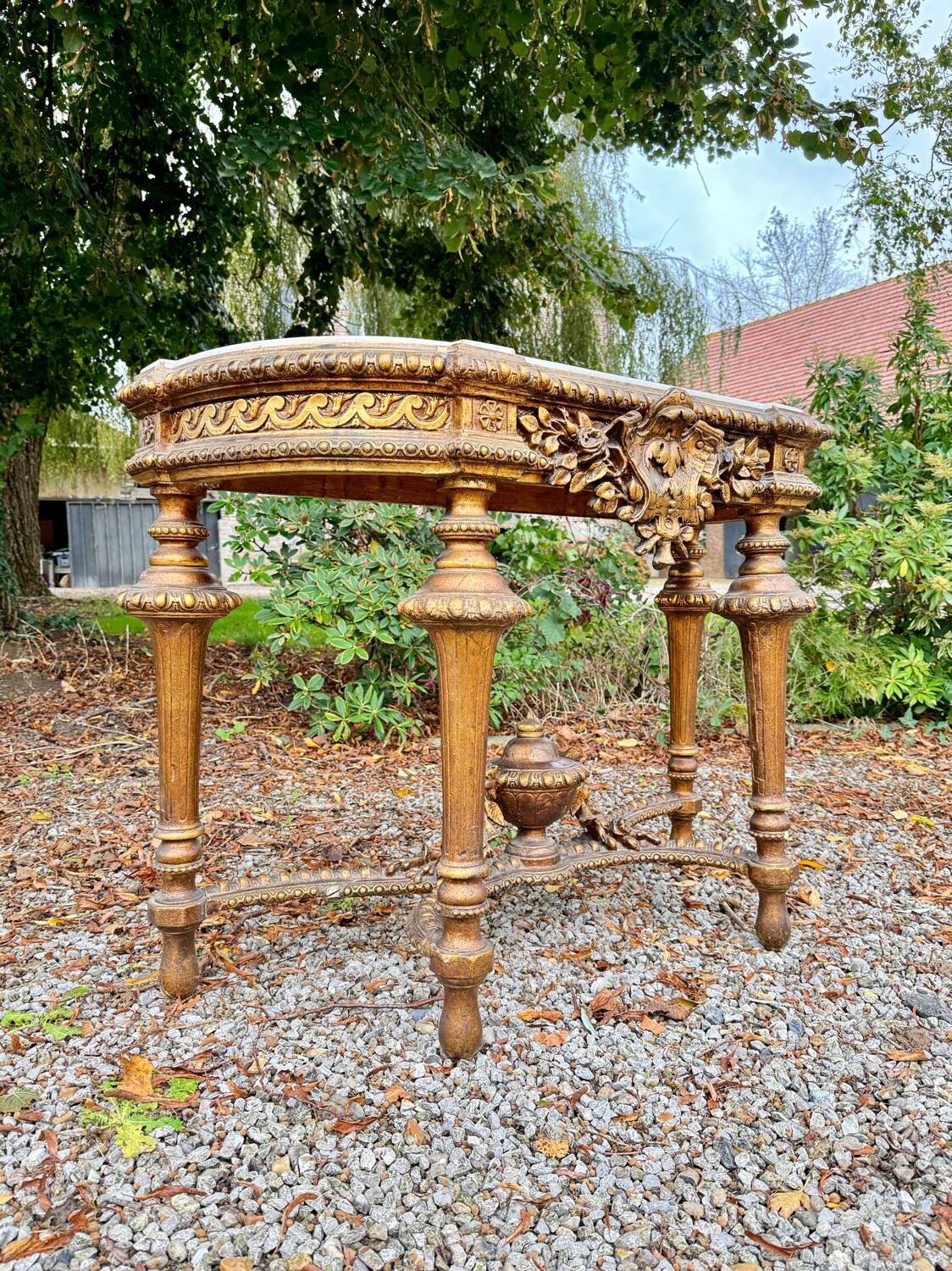 Gilded Wood Console from the Napoleon III Period, 19th Century
