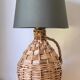 Vintage rattan Dame Jeanne lamp