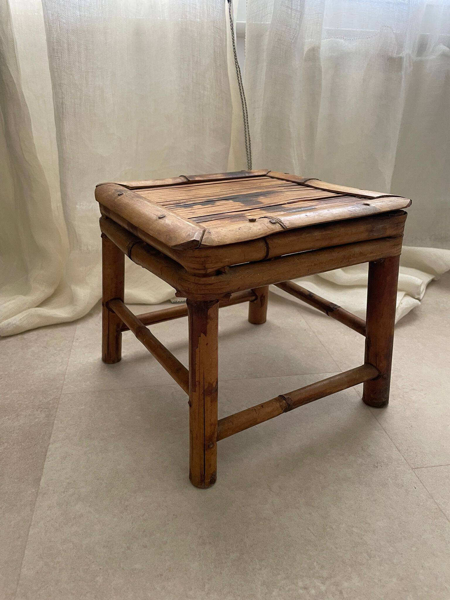 Tabouret bambou /osier vintage