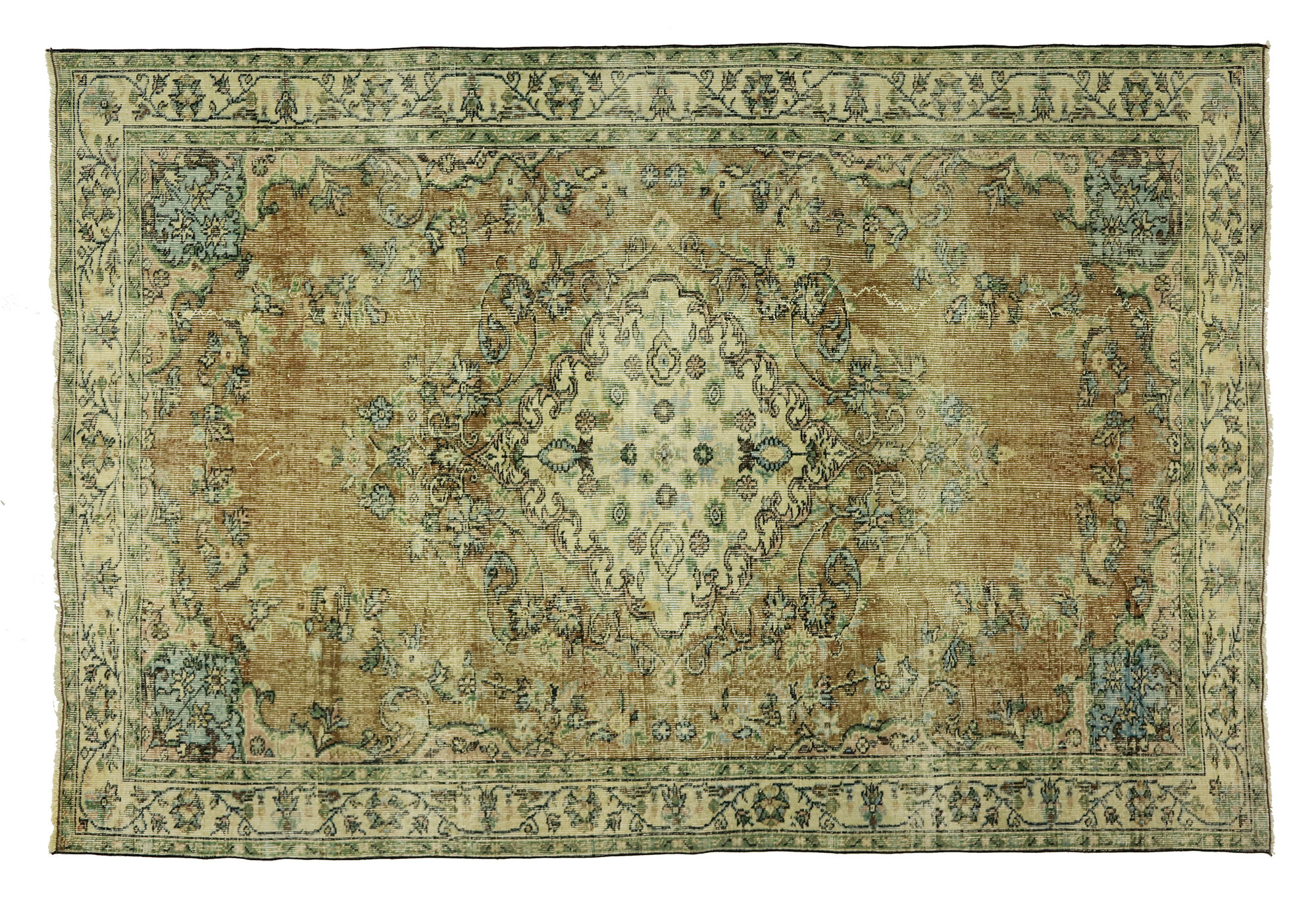 Anatolian handmade vintage rug 255 cm x 177 cm