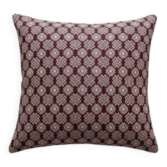 Burgundy and beige kachin cushion cover (rida) 30x50 cm
