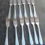 12 Art Deco silver metal forks