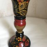 Varnished wooden candle holders