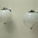 Set of 2 rare large globe wall lamps, 1960s Italy.