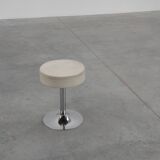Vintage Mid-century design stool in chrome with white leather seat, 1970s
