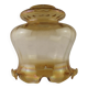 Large Mid Century Amber Glass Light Shade With Ribbed Effect & Frilled Edge