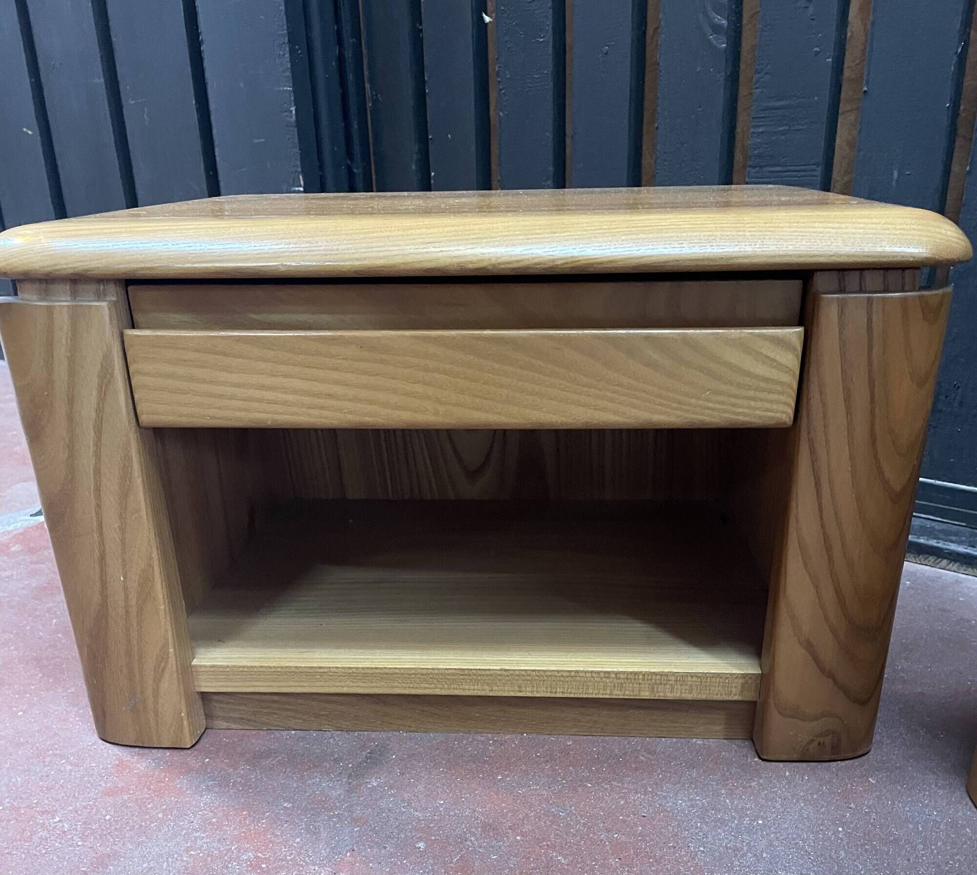 Pair of solid elm bedside tables from the 1970s.