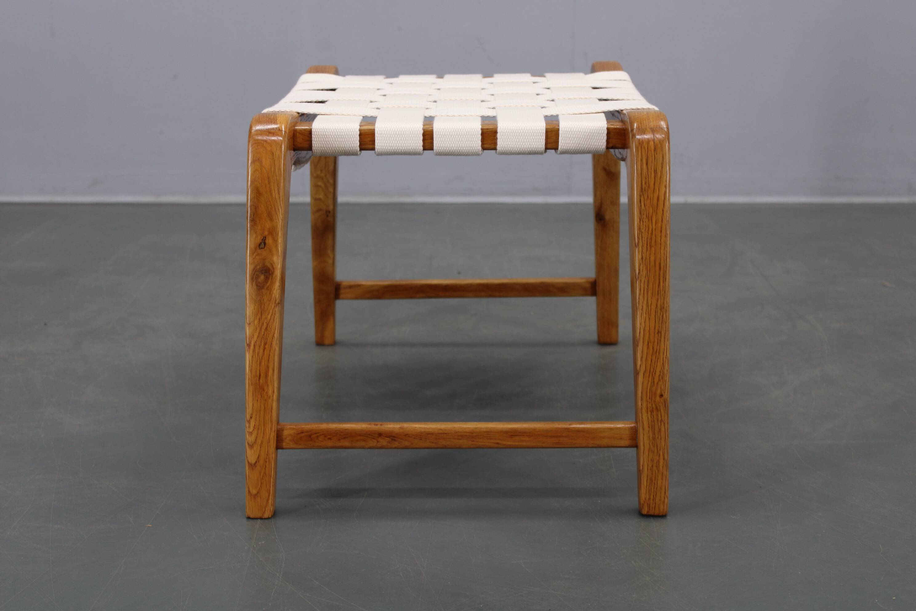 Jan Vaněk mid-century oak stool, Czechoslovakia, 1950s