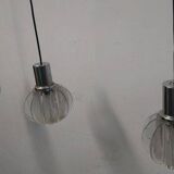 Lampes suspendues vintage en verre 3 pièces