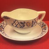 Sarreguemines sauce boat + 2 serving dishes, Reval ceramic decor