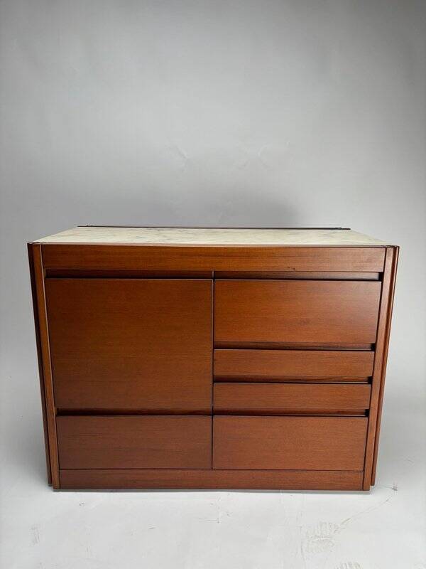Italian Dry Bar attributed to Angelo Mangiarotti for Molteni in Wood and Marble, 1960s