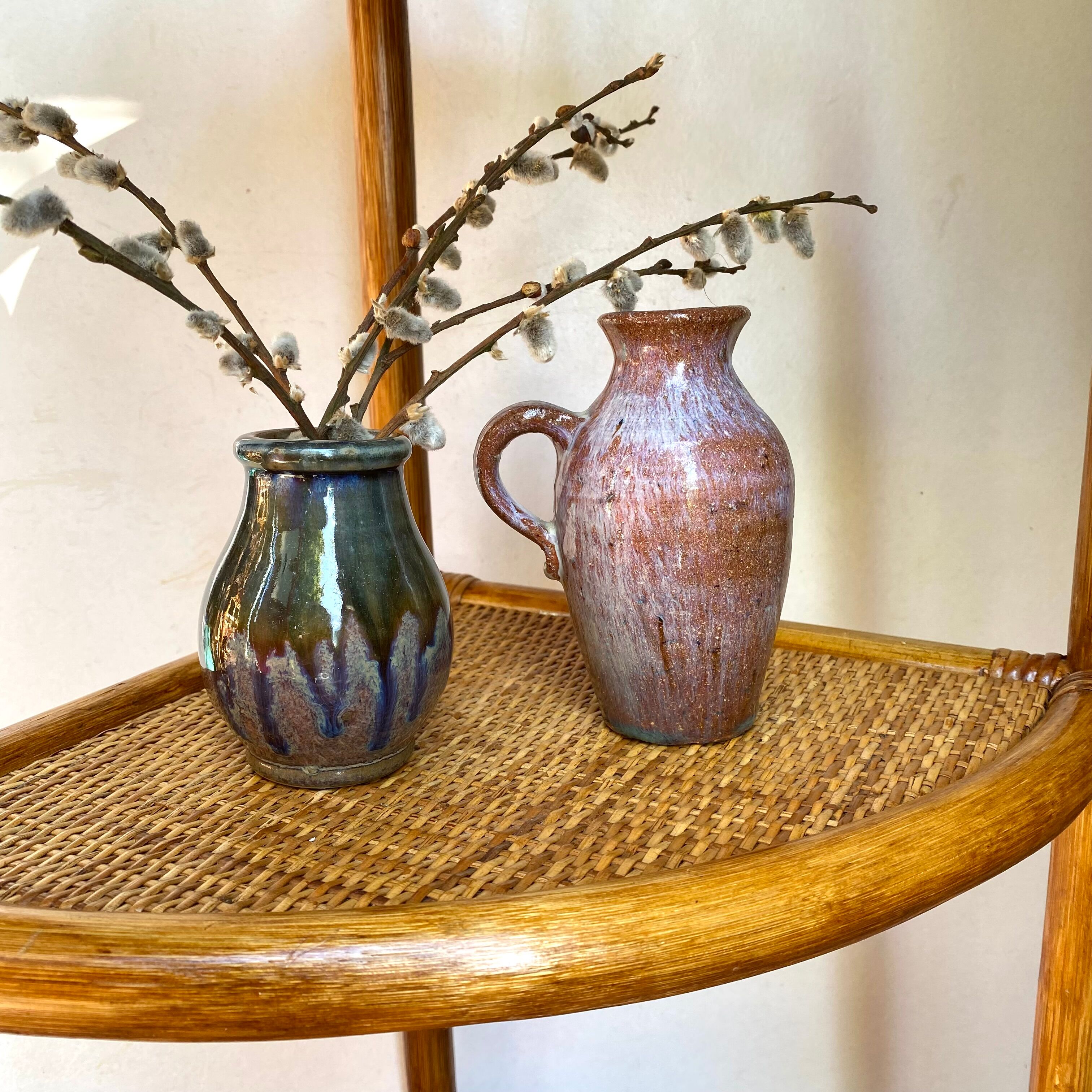 Rattan corner shelf