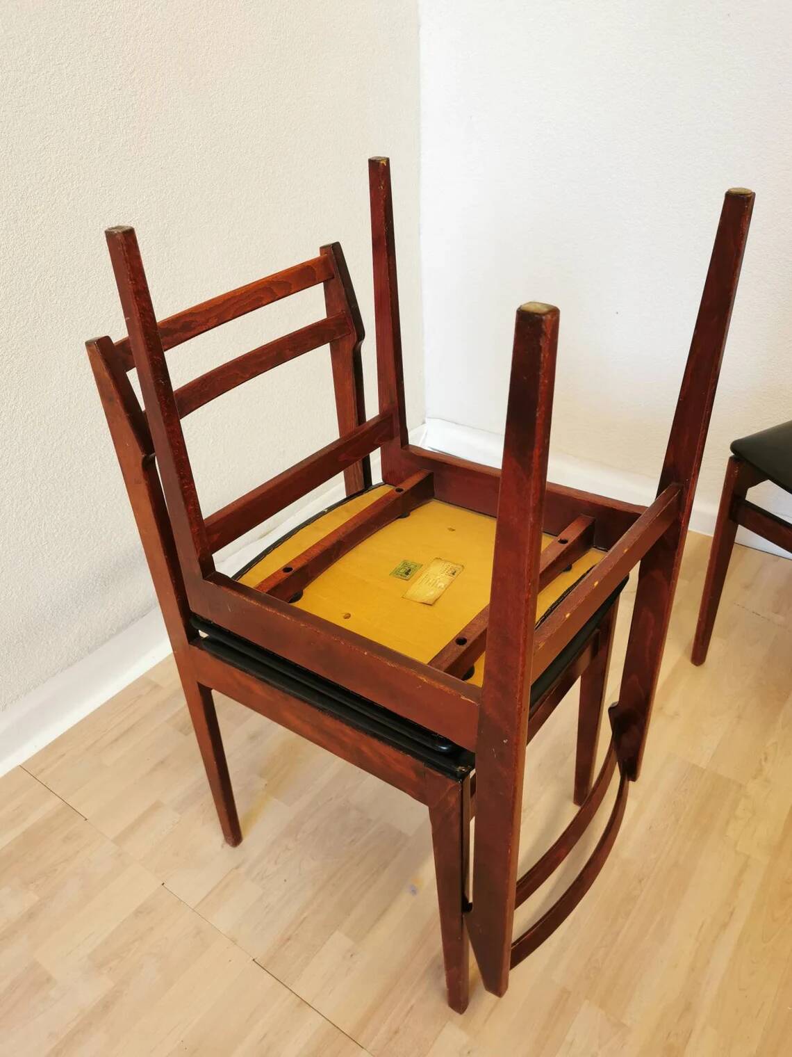 SET of 6 Vintage Scandinavian Wooden Dining Chair: Branko Ursic, 1970s