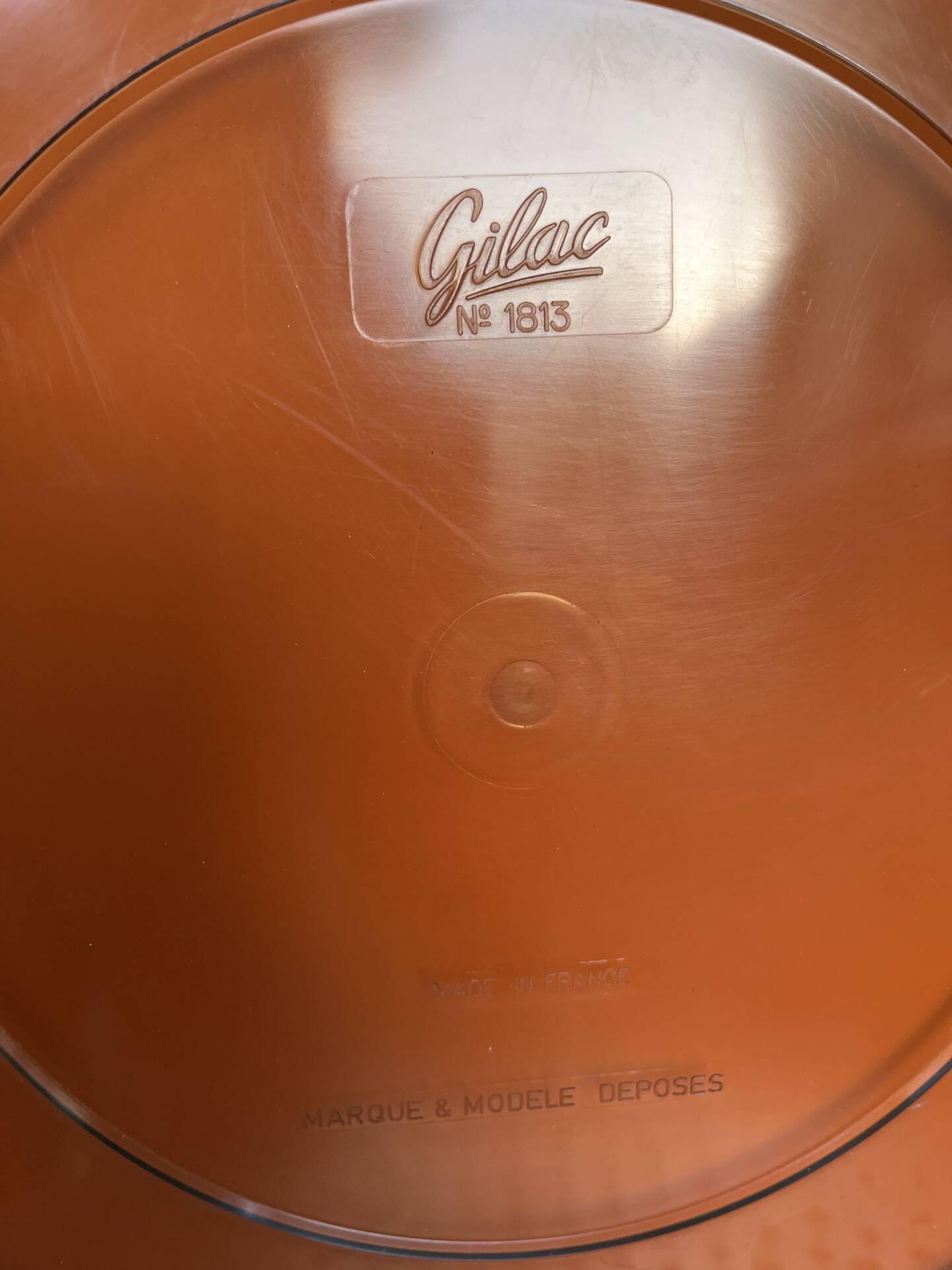 Miroir rond en plexiglas fumé - GILAC n°1813 - Vintage 1970
